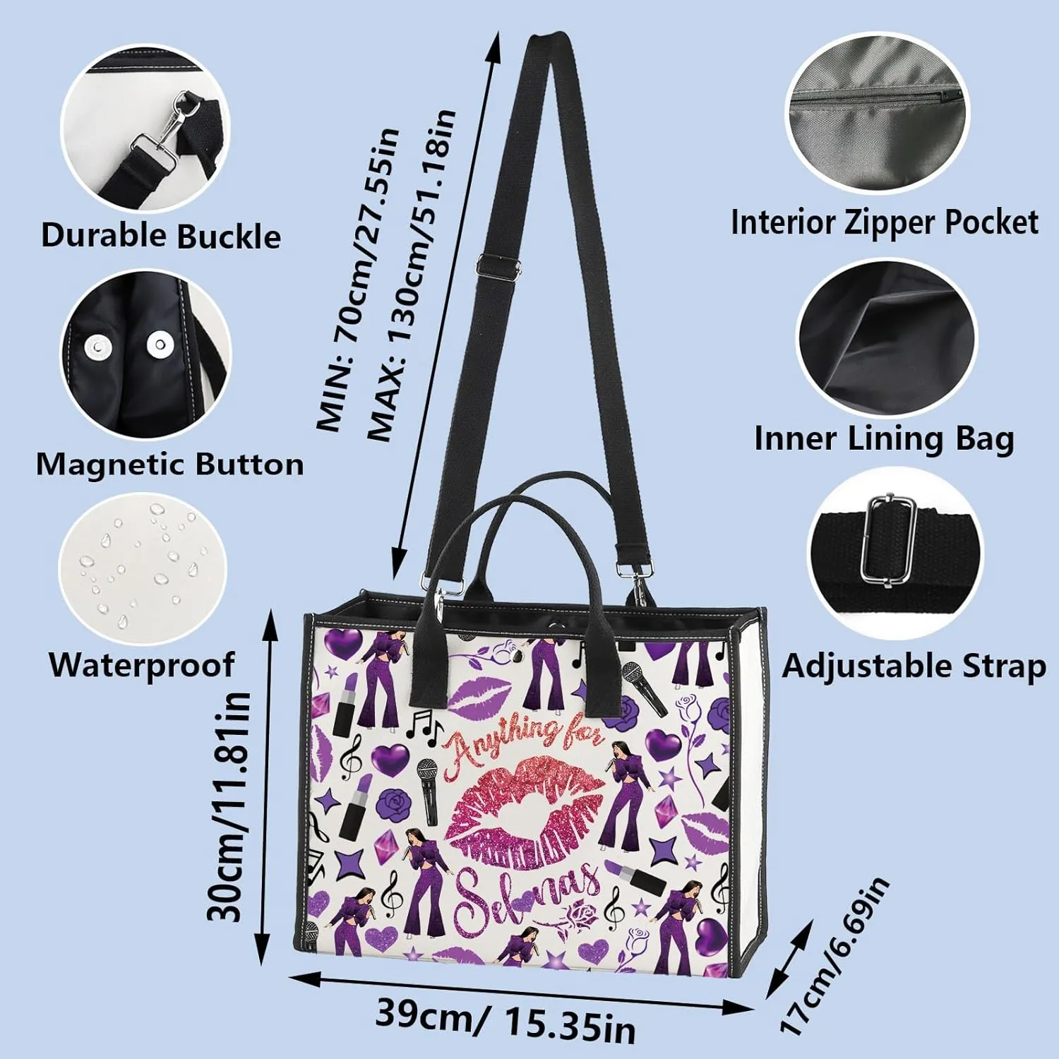 WZMPA Singer Album Tote Bag Singer Musical Gift Singer Lyric Reusable Grocery Bag Concert Fans Merchandise