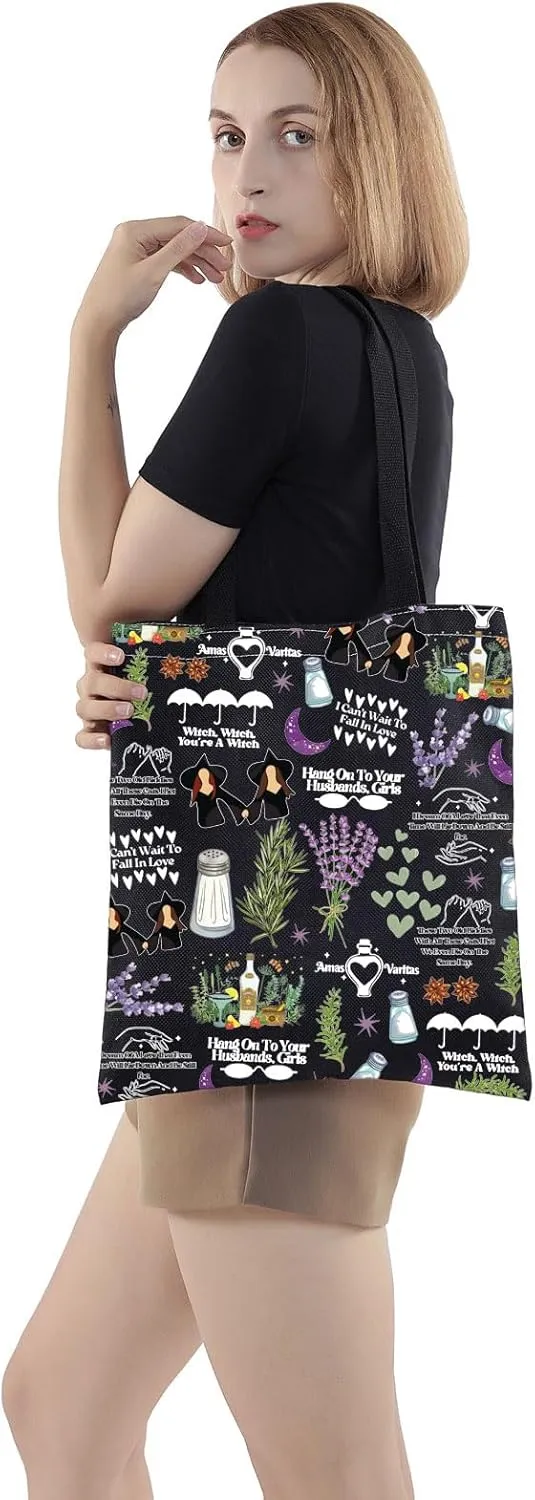 WZMPA Sisters Apothecary Tote Bag Magic Witches Gift Salt Rosemary Lavender Love Shoulder Bag Midnight Margaritas Merch