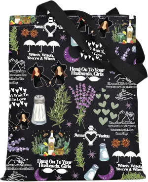 WZMPA Sisters Apothecary Tote Bag Magic Witches Gift Salt Rosemary Lavender Love Shoulder Bag Midnight Margaritas Merch