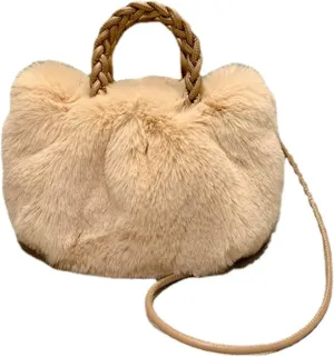 XPONNI Fuzzy Dumpling Bag, Cute Fluffy Bags Y2k, Cute Mini Handbags, Faux Fur Bag Crossbody, Soft Shoulder Bag