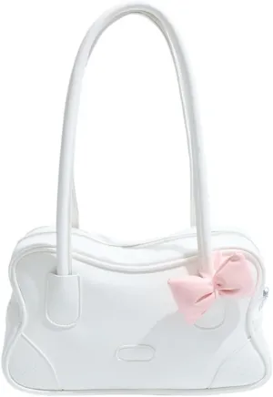 Y2k Bow Tote Bag for Women Aesthetic Shoulder Bag Handbag Faux Leather Hobo Bag Aesthetic Underarm Trendy Purse