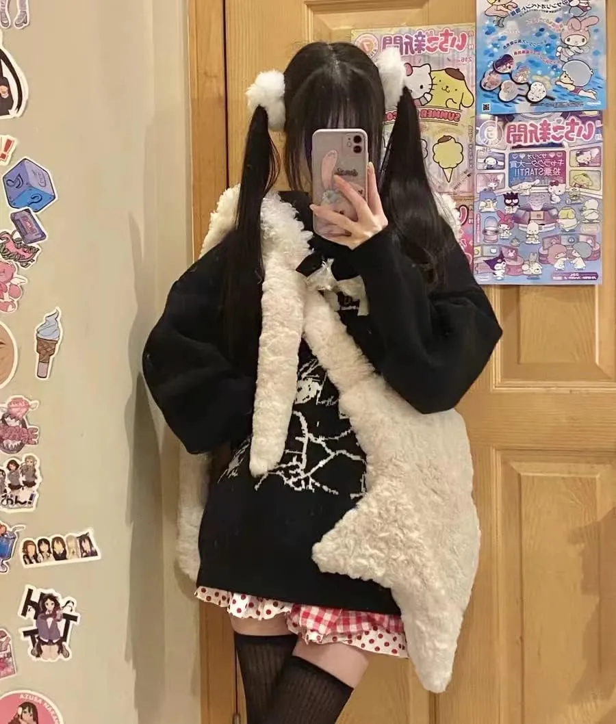 Y2K Furry Purse Star Shaped Heart-shaped Shoulder Bag Faux Fur Pentagram Handbag Fluffy Tote Plush Bag for Women