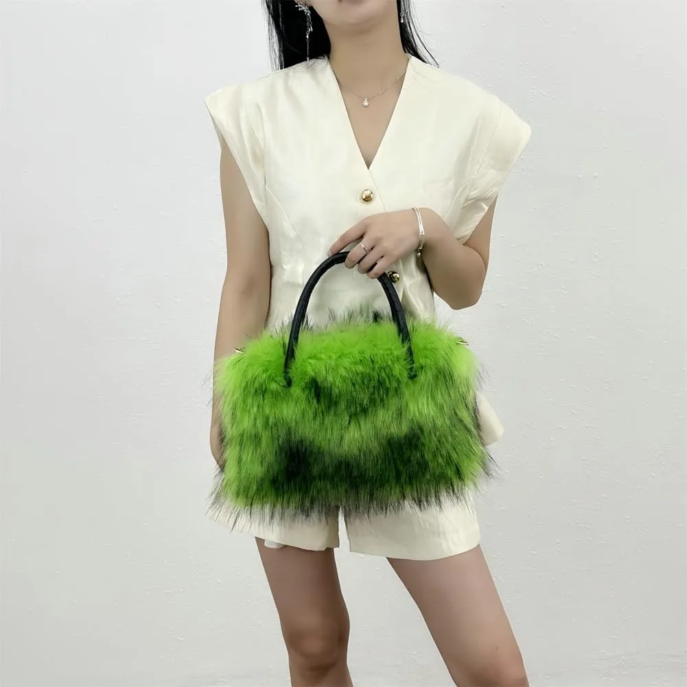 Y2k Purse Hobo Bags for Women Faux Fur Purse Large Capacity Tote Bag Women's Top-handle Handbags Satchel Crossbody Bag