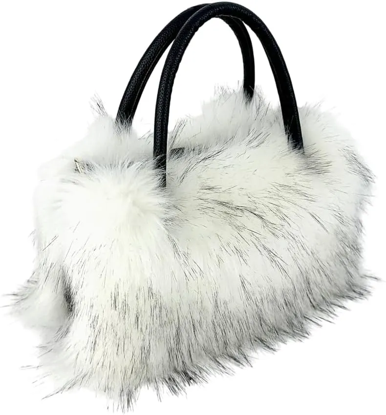 Y2k Purse Hobo Bags for Women Faux Fur Purse Large Capacity Tote Bag Women's Top-handle Handbags Satchel Crossbody Bag