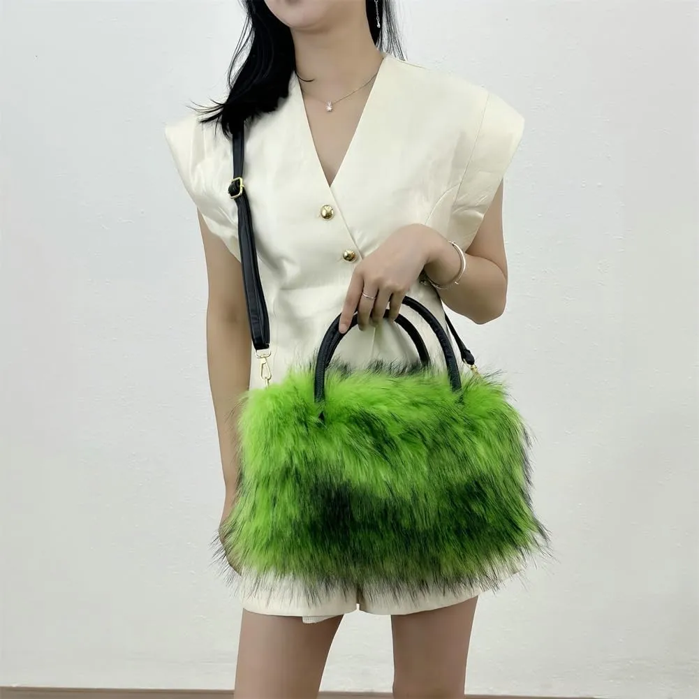 Y2k Purse Hobo Bags for Women Faux Fur Purse Large Capacity Tote Bag Women's Top-handle Handbags Satchel Crossbody Bag