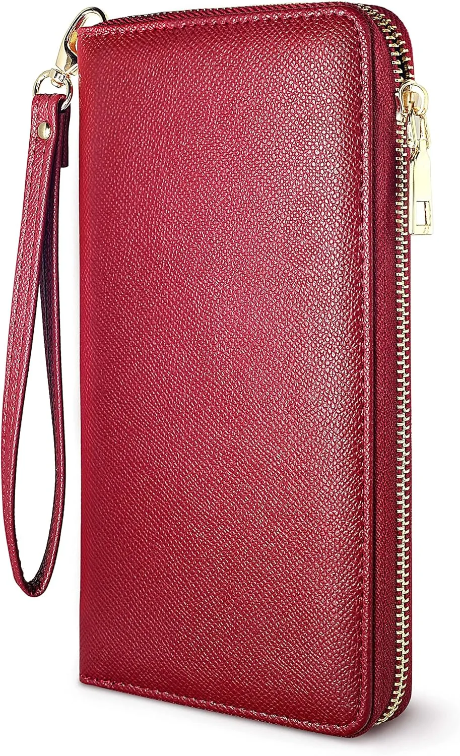 Yarnic Red Women Wallet -Wallet for Woman with Wristlet Band Wallet Credit Card Holder Clutch Money Pockets Case Coin Money Clip Organizer Purse with RFID Blocking Large Capacity with Zipper