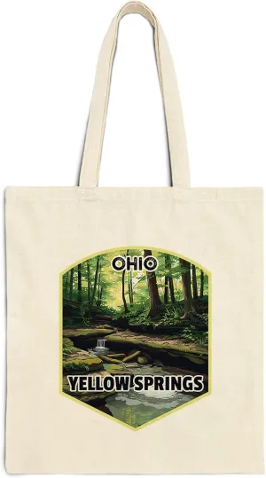 Yellow Springs Ohio Cotton Tote Bag for Women Men Casual Tote Bag Cloth Canvas Shopping Bags with Handles Cute Bags Everyday Use 15" x 16" Aesthetic Gift ID44997