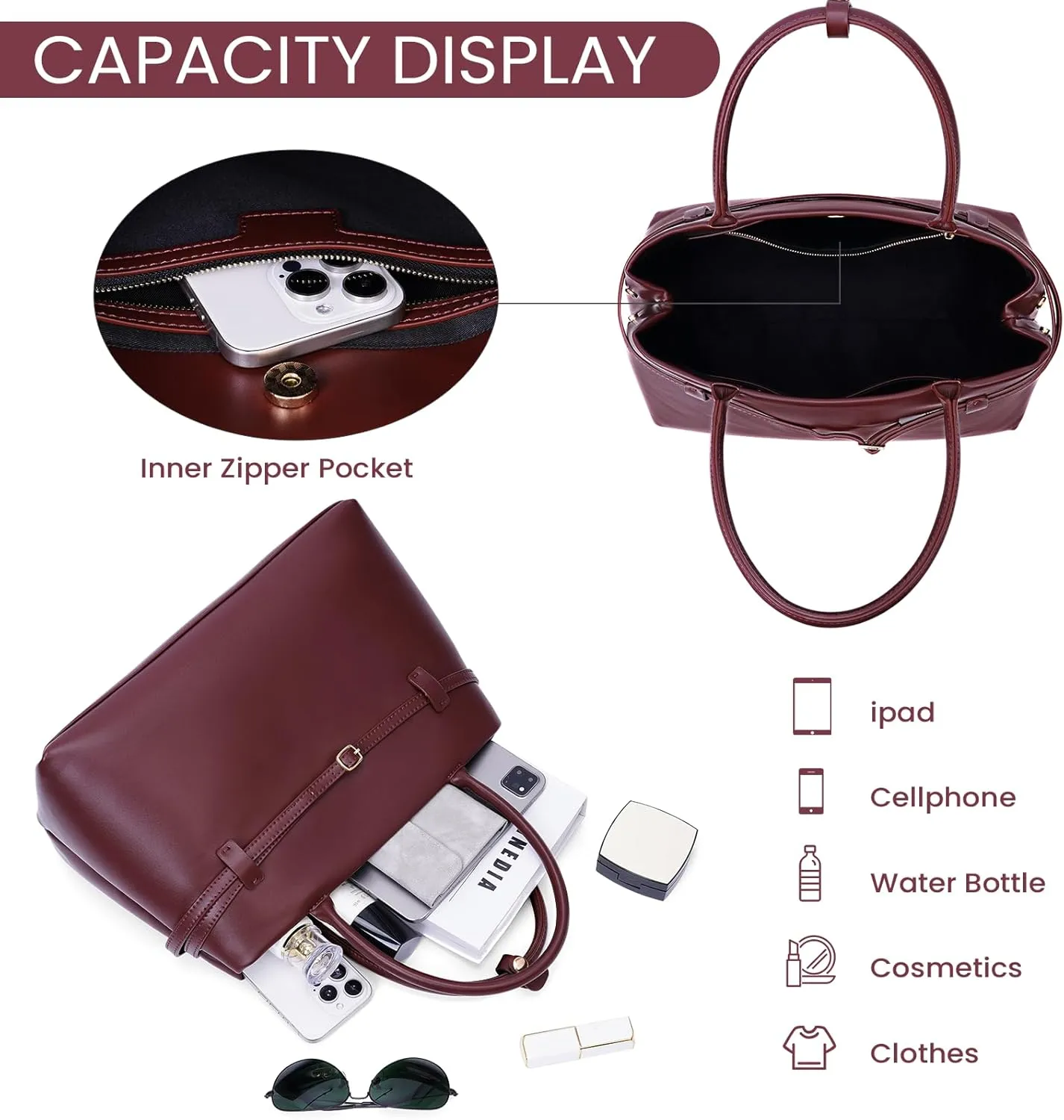 YFGBCX Tote Bag for Women Vegan Leather Work Bag Top Handle Bag Trendy Luxury Hobo Handbag College Tote Bag Purse