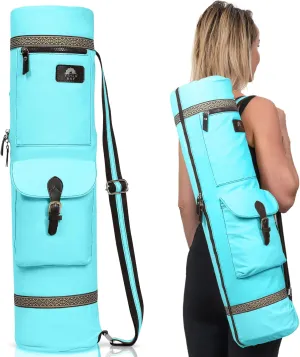 YOGABAY Yoga Mat Bag Carrier – 75cm x 17.5 cm Travel Bag Fits Yoga Mats – Durable Canvas Yoga Strap for Carrying Mat – Multiple Pockets and Adjustable Strap Yoga Bag for Mat